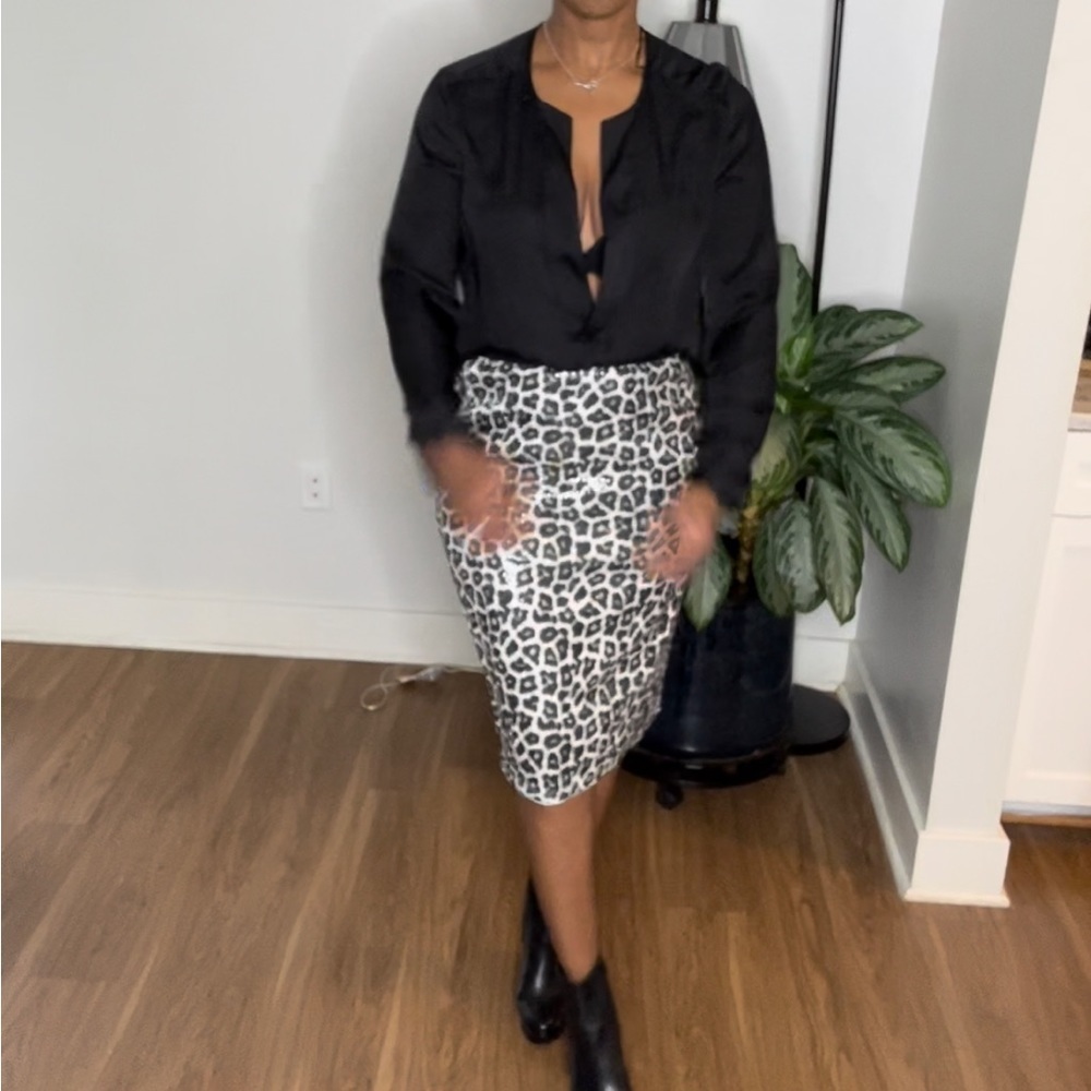 Isaac Mizrahi Animal Print Sequin Skirt